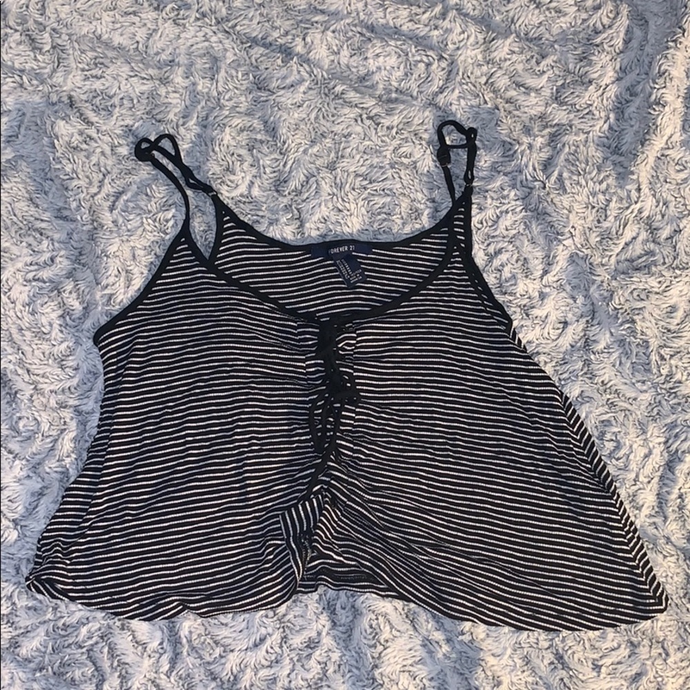 striped tie up tank top